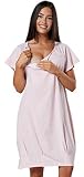 Modelo: Altura de 178 cm. HAPPY MAMA Mujer Premama Camisa Dormir para Lactancia Función Piel a Piel 1344 (Rosa, 40-42, L)