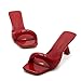 Women's Patent Leather One-Strap Low-Heeled Slip-On Fashion Sandals Sexy Square Open Toe Comfortable Mid-Heel Non-Slip Party Wedding Formal Mules (red,7)