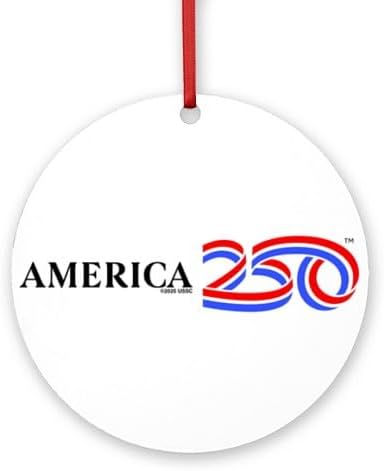 CafePress America250: Black Horizontal Logo Round 4" MDF Holiday Ornament