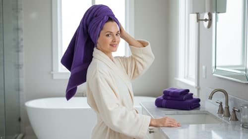 CRAFTBERRY - Bath Towels Set-100% Cotton- 2 Bath Towels, 2 Hand Towels & 2 Washcloths- Large, Quick Dry, Absorbent, Plush, Soft- Home, Shower Towels - 6 Piece Luxury Bathroom Towels by CRAFTBERRY - Image 3