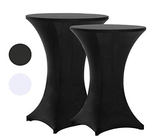 Tina 2 Pack 24x43 Inch Highboy Spandex Cocktail Table Covers Black, Cocktail Table Spandex Covers, Fitted Stretch Cocktail Table Tablecloth for Round Tables (2PC 24X43 Black) by Tina's - Used condition - US$15.75