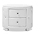 Baxton Studio Davina Hollywood Glamour Style Oval 2-Drawer Faux Leather Upholstered Nightstand, Medium, White