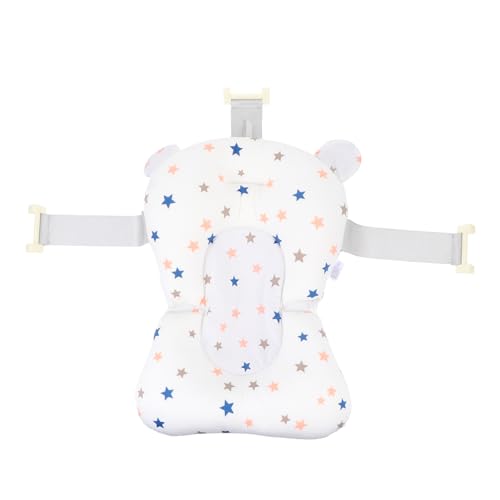 MOBUTOFU ベビーシャワーネットバッグ 滑り止め浴槽マット 新生児シャワーメッシュ ベビーバスラウンジャー 新生児用バスシート 浴槽サポートクッション 新生児風呂 綿スパンデックス生地 白い