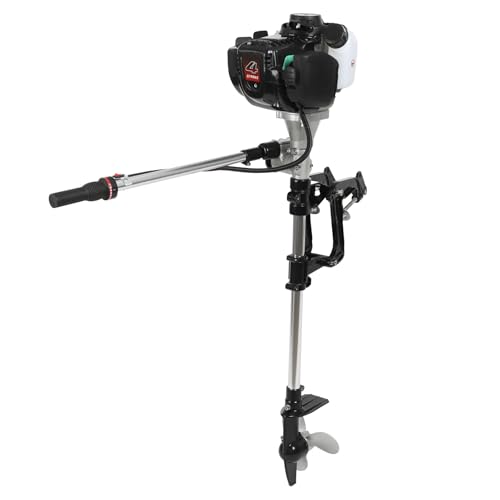 LyeXD 65CC Gas Powered Outboard Boat Motor w/Short Shaft, 4 Stroke 5.5 HP Outboard Motor Boat Engine with Bracket,Heavy Duty Marine Engine Tiller Control Motor w/Water Cooling for Inflatable Boat