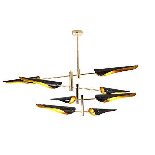 Lustre avion 6 lampes avec hauteur réglable LiChA luminaire de plafond noir