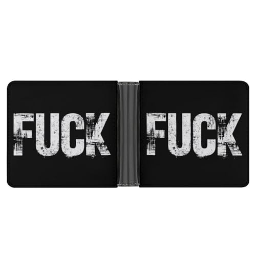 Vintage Simple Fuck Funny Billfold Wallet Credit Card Holder Slim Passcase Pouch Purse for Men Women