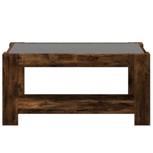 Table basse avec LED chêne fumé 93 cm élégance contemporaine - 7