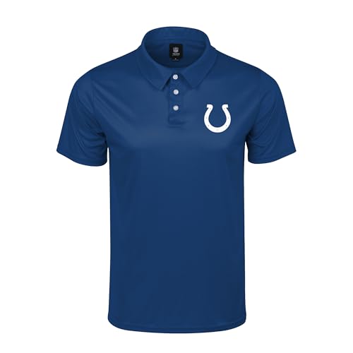 FOCO NFL Men's Officially Licensed Football Team Color Primary Logo Performance Short Sleeve Polyester Polo Shirt - Indianapolis Colts Blue - Small