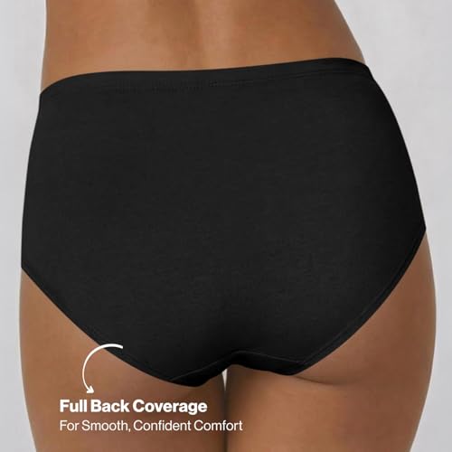 Image of NYKD Cotton Anti-Microbial Panties for Women, Seamless, High Rise, Full Brief, Stretch Full Rear Coverage with Inner Elastic Panty (Combo Pack of 3) Full Brief, NYP104, All Black, M, 3N