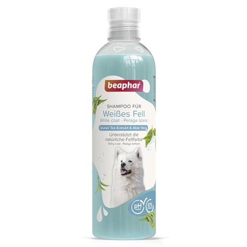 BEAPHAR - Shampoo Für Weißes Fell - Unterstützt Die Natürliche Fellfarbe - Hautfreundlich - Mit Grünem Tee Und Aloe Vera - Ph-Neutral - 0% Parabene, Silikone - Frischer Duft - Vegan - 250 ml