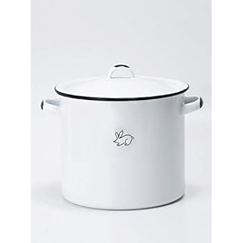 Amazon Co Jp 白い かわいい ホーロー 米びつ 5l ライス缶 ラビット 保存容器 ホワイト うさぎ ホーム キッチン
