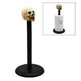 Rustic Wood Skull Paper Towel Holder Stand Up Paper Towel Holder, Easy One-Handed Tear Kitchen Paper Towel Dispenser with Weighted Base for Standard Paper Towel Rolls,Rustic Black
