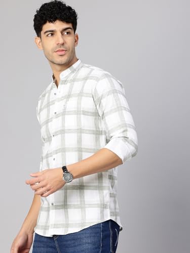 Image of Majestic Man Men's Pure Cotton Mandarin Collar Slim Fit Casual Shirt