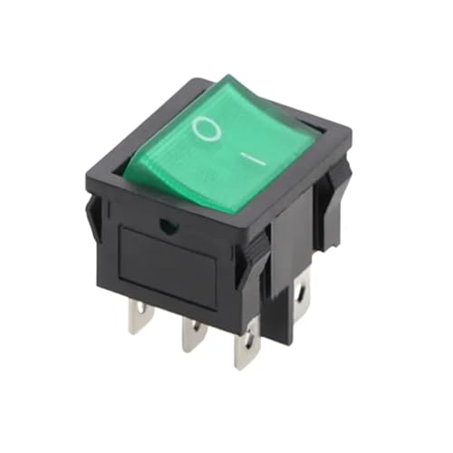 Interruptor balancín KCD5 de 6 pines con luz LED verde para 250V