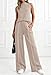 BTFBM Two Piece Sets for Women Summer Outfits 2026 Lounge Sets Mock Neck Tops Wide Leg Pants Travel Fashion Clothing(Khaki, Small)