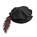 ANINECT Medieval Tudor Hat, Mens Renaissance Velvet Cap with Feather (Black, M)