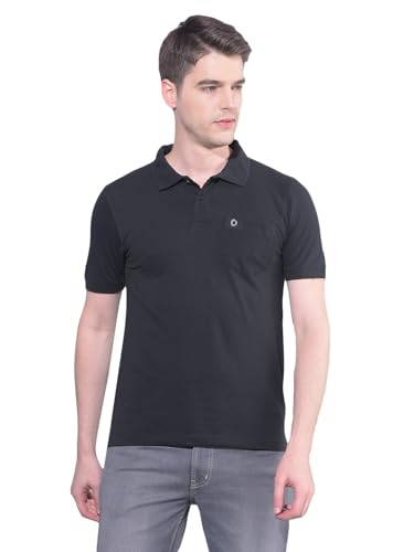 Image of Dollar Men's Pack of 1 Solid Cotton Blend Polo Neck T-Shirt