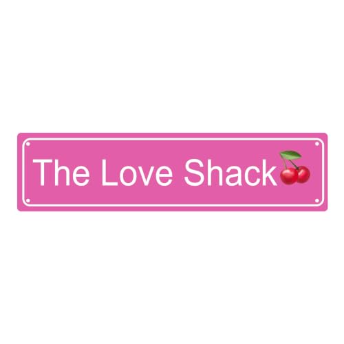 THE LOVE SHACK SPACE Metal Tin Street Sign Bar Cafe Garage Cave Home Room Wall Bathroom Farmhouse Garden Porch Patio Decor, 16 x 4 Inch