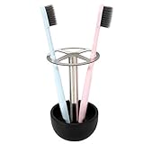 CozyCabin Toothbrush Holder Stand, for Razor, Bathroom Vanity Countertop, Stainless Steel Toothbrush Bathroom Organizer (Black)
