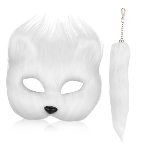 Masque de renard avec queue fluffy en kit de 3 ensembles pour déguisement d'Halloween durable - 6