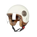 BOSERMEM Erwachsenen Motorradhelm Scooter-Helm, Mode Halboffener Helm Mit Schutzbrille, Hat Den Verkehrssicherheitstest Bestanden, Um Die Kopfsicherheit Wirksam Zu Schützen(Beige, L 57-58cm)
