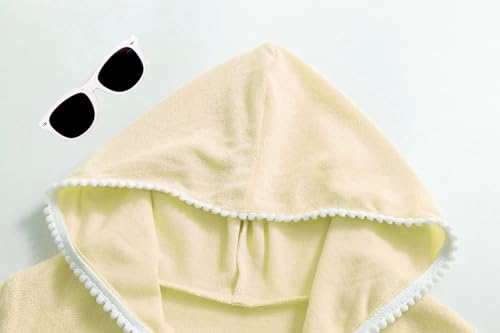 Image of Girls Swim Cover Up Kids Swimsuit Coverup Terry Zip-Up Beach Bathing Suit Wraps with Sunglasses