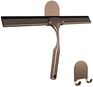 HOME SO 10" Shower Squeegee with Two 3M Adhesive Hooks in Bronze Finish