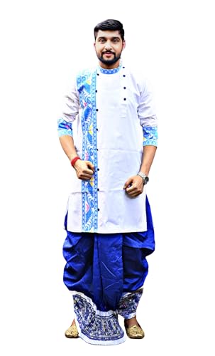 Image of Pure Cotton Full Sleeves Kurta with dupion silk Dhoti pant set (701)