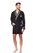 Produktbild L&L - 9101 Kurzer Herren Bademantel mit weichen Ärmeln. Extrem flauschig. Herren Bademantel (Black, Large)