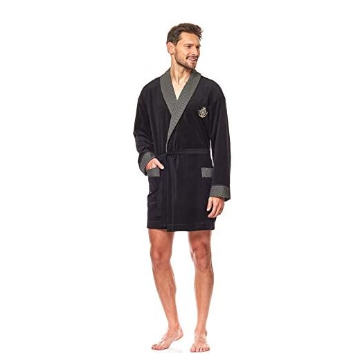 L&L - Peignoir de luxe en tissu Royal Toweling For Men. Extrêmement léger. Robe de chambre en coton à capuche pour les hommes. (Black, XX-Large)