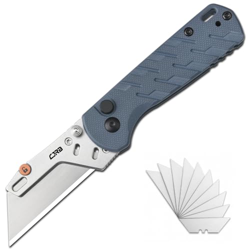 Image of CJRB Boxer Folding Utility Knife, Small EDC Knife with G10 Handle, Includes 10PCS Total Blades(J1967 Blue)