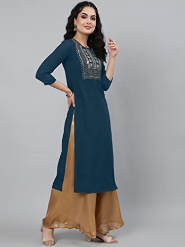Image of Femvy Women's Rayon Solid Regular Kurti