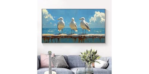 Broderie Diamant Goélands de mer Kit Complet Rond 60x120cm C-116