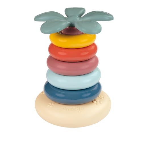 Smoby - Little Pyramide Culbuto - 5 Anneaux à Empiler - Jeu de Bascule - Apprentissage des Couleurs et Coordination des Gestes - A Partir de 12 Mois - Fabrication Française