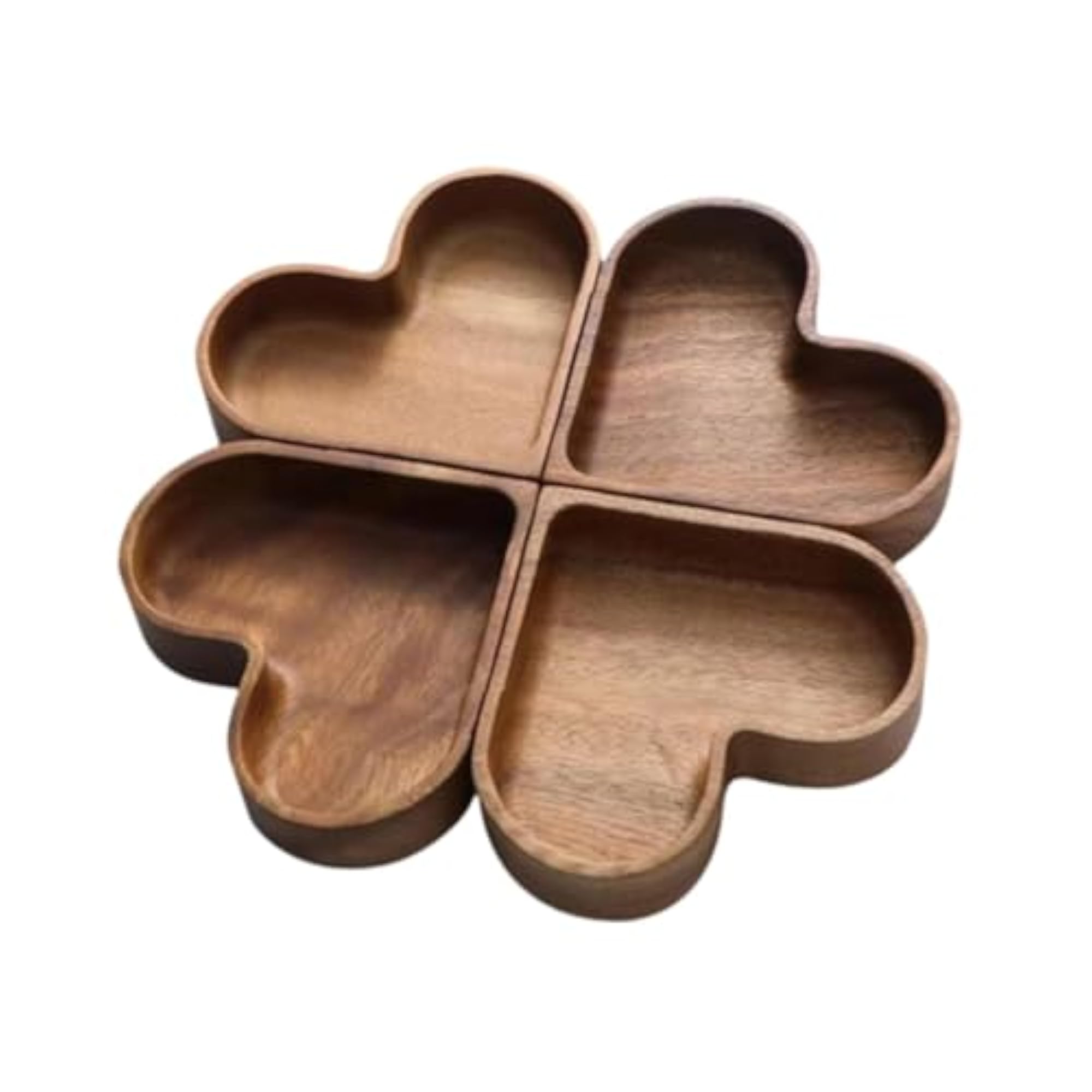 4Pcs Heart Shaped Serving Tray Wood Bowl Set