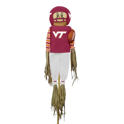 NCAA VTech Scarecrow With Stake Pole & Complete Football Uniform Set - 60" x 12" x 3.5" Outdoor Sports Decoration Perfect For A Front Yard, Garden, Or Tailgating