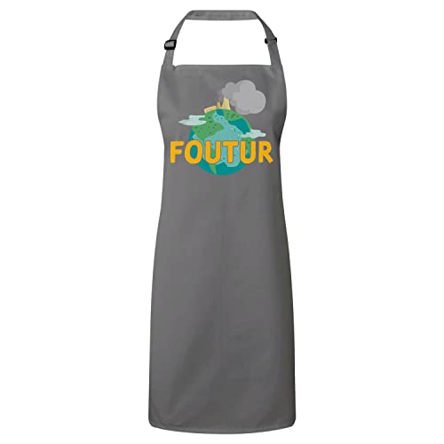 Tablier cuisine gris coton écologique lavable vêtement protection nature cuisine maison