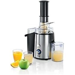 Princess LICUADORA 203040 0,95L 700W INOX Exprimidor de extracción Lenta de Frutas y Verduras, 2 velocidades, 700 W, Acero Inoxidable, 1.8 litros, 80 Decibeles, Plata y Negro