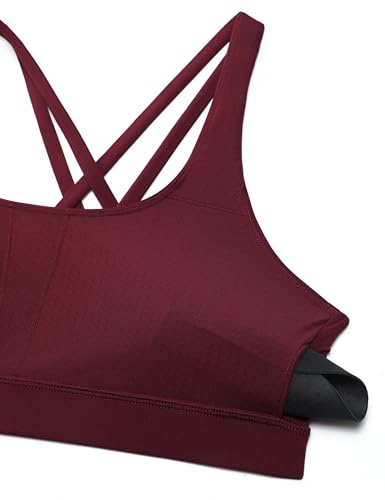 Image of CRZ YOGA Naked Feeling Strappy Sports Bras | Medium Support, Removable Pads, Yoga, Sleek, Scoop Neck, for Women