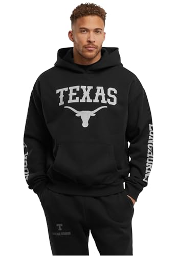 Mister Tee Upscale Texas Longhorns 25 - Felpa con Cappuccio e Stampa, Taglie XS - 5XL, Nero, XL