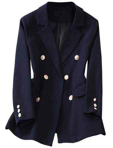 Veste de costume à revers échancré femme blazer double boutonnage chic bureau et dîner