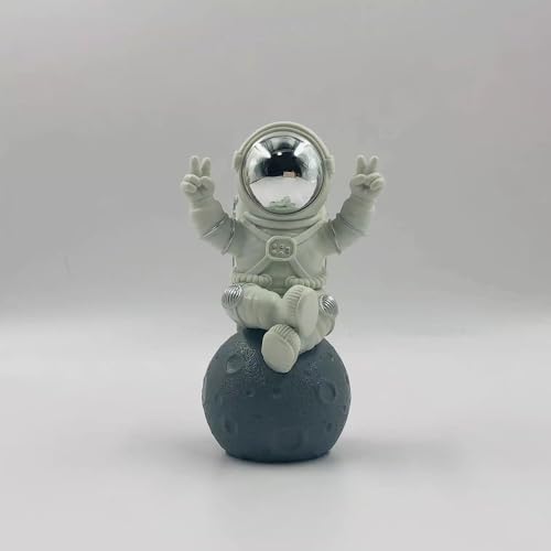 BUBUHSHM Figurine Statue Astronaut Sculpture Spaceman Décor,Sculptures Home Décor,White Shelf Decoration,Tabletop Decoration,Cute Space Figure Ornament(Silver/White Big Astronaut Statue)