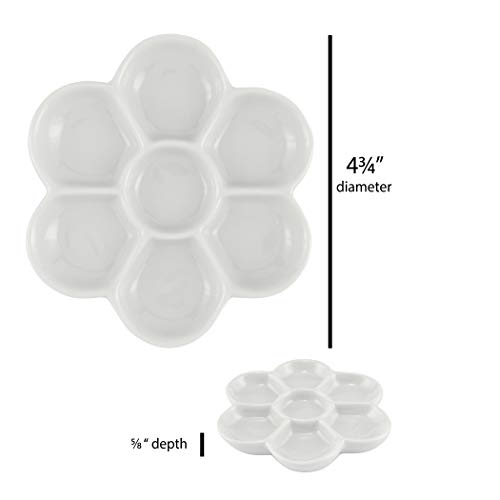 Creative Mark Glazed Flower Palette Porcelain Paint Palette Tray for Watercolor, Gouache, Color-Mixing - Paint Tray for Kids and Adults - 1 Pack