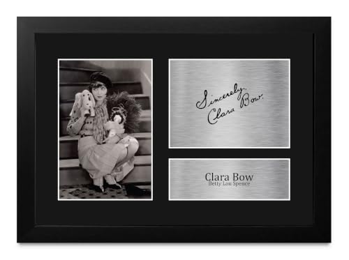 Memorabilia de Clara Bow con autógrafo impreso en marco negro A4