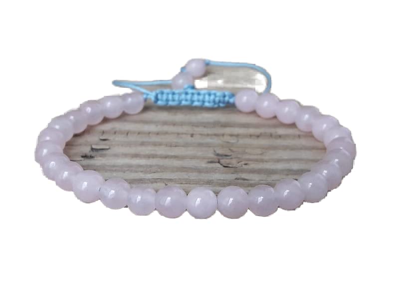 Bracelet en quartz rose naturel perles 8mm cordon ajustable de qualité