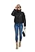 Snyide Women’s Short Faux PU Leather Puffer Jacket Winter Coat Down Waterproof Outerwear Drawstring Zip Black Trendy Corpped