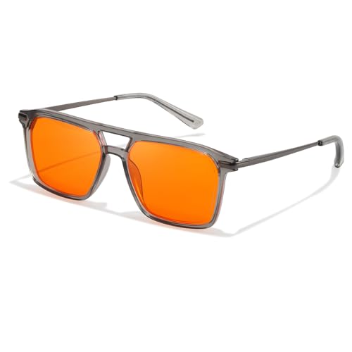 Image of LVIOE 99% Blue Light Glasses Sleep Glasses Orange Tinted Lens for Good Sleep Reduce Eyestrain Aviator Eyeglasses