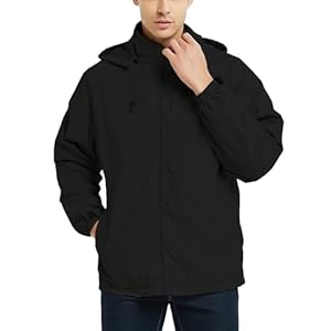 Mywu Mens Windbreaker Jackets Lightweight Rain Jacket Waterproof Raincoat with Hood Outdoor Running Hiking Cycling