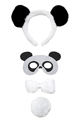Petitebelle Traje de 4 piezas Máscara cola diadema Bowtie Un tamaño Panda