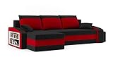 Ecksofa mit Regal, Schlaffunktion und zwei Bettkästen
